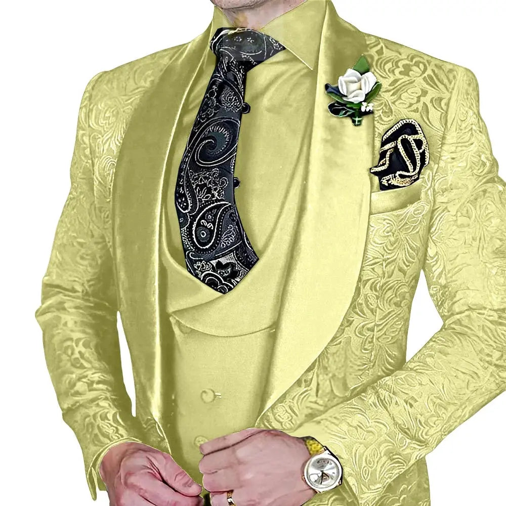 Elegant, high-quality 3-piece Jacquard suit set for men LADYLYS