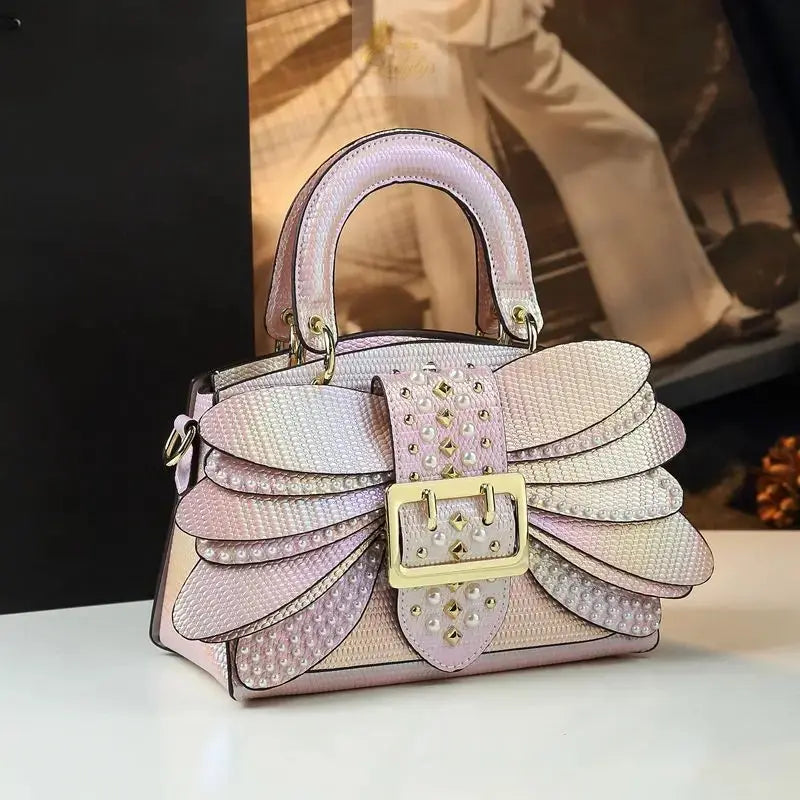 Pearl Riveted Wings Women Bag Real Leather Stylish Bag LADYLYS