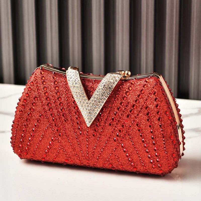 Diamond Silver Shoulder Bags for Women Wedding Inspired Designer Handbags 2026 Luxury Quality V Hasp Rhinestone Crossbody Bags LADYLYS