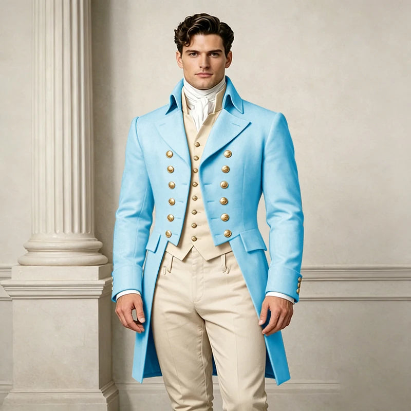 Men's Slim-Fit Double-Breasted Three-Piece Suit