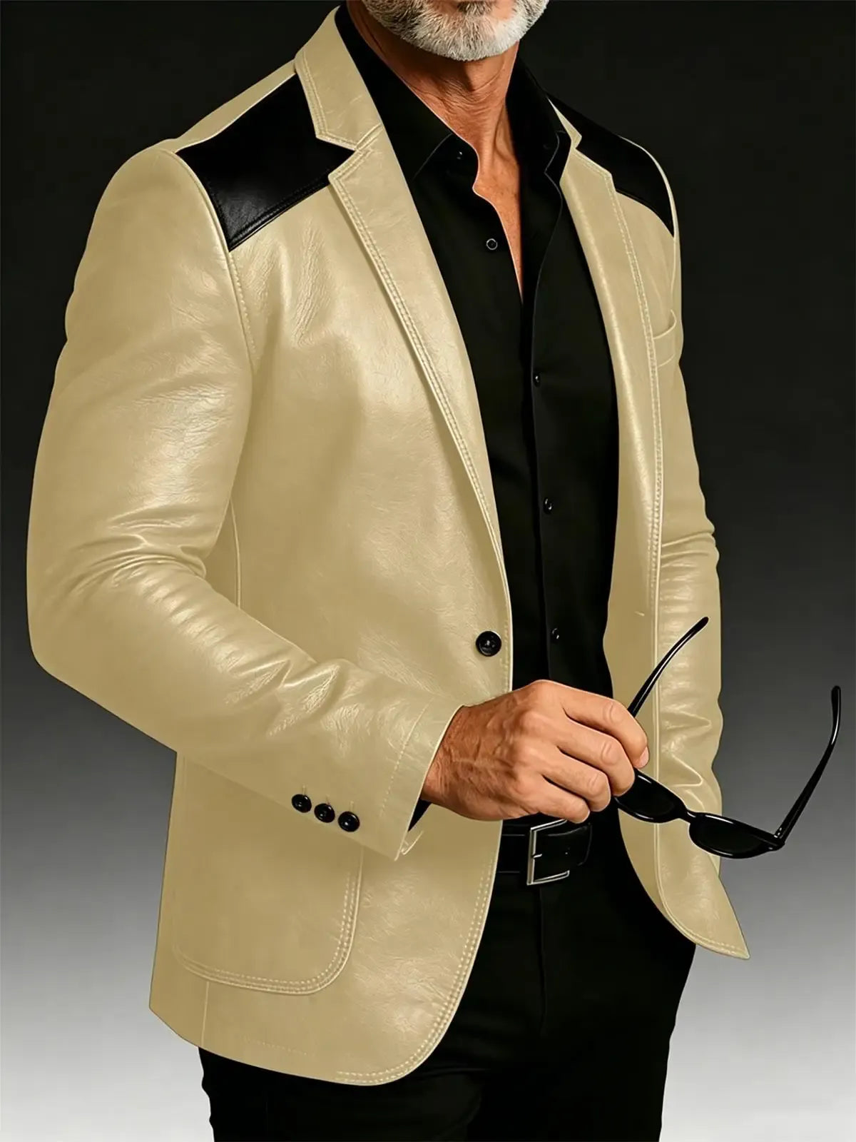 Men's Croc-Embossed Faux Leather Slim-Fit Blazer