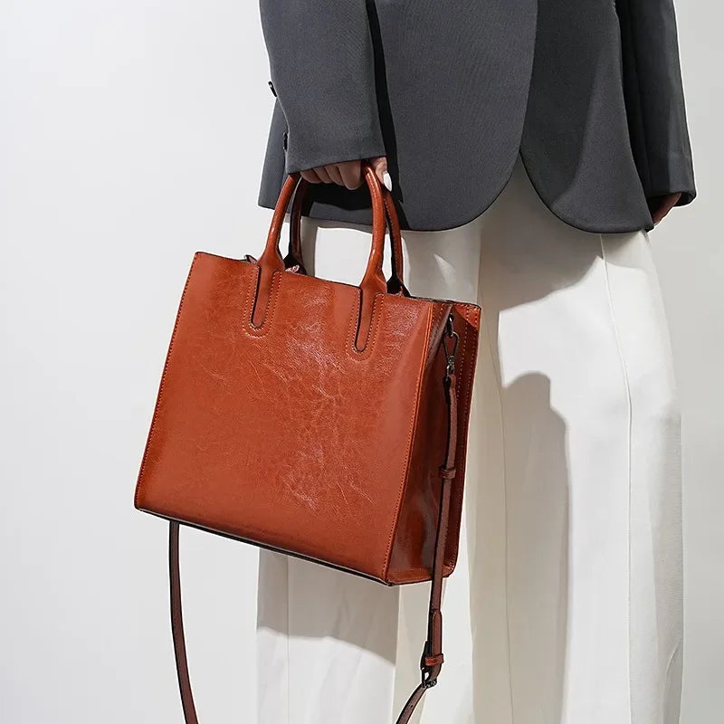 Genuine Leather Shoulder Bag for Women – Coffee Brown & Wine Red