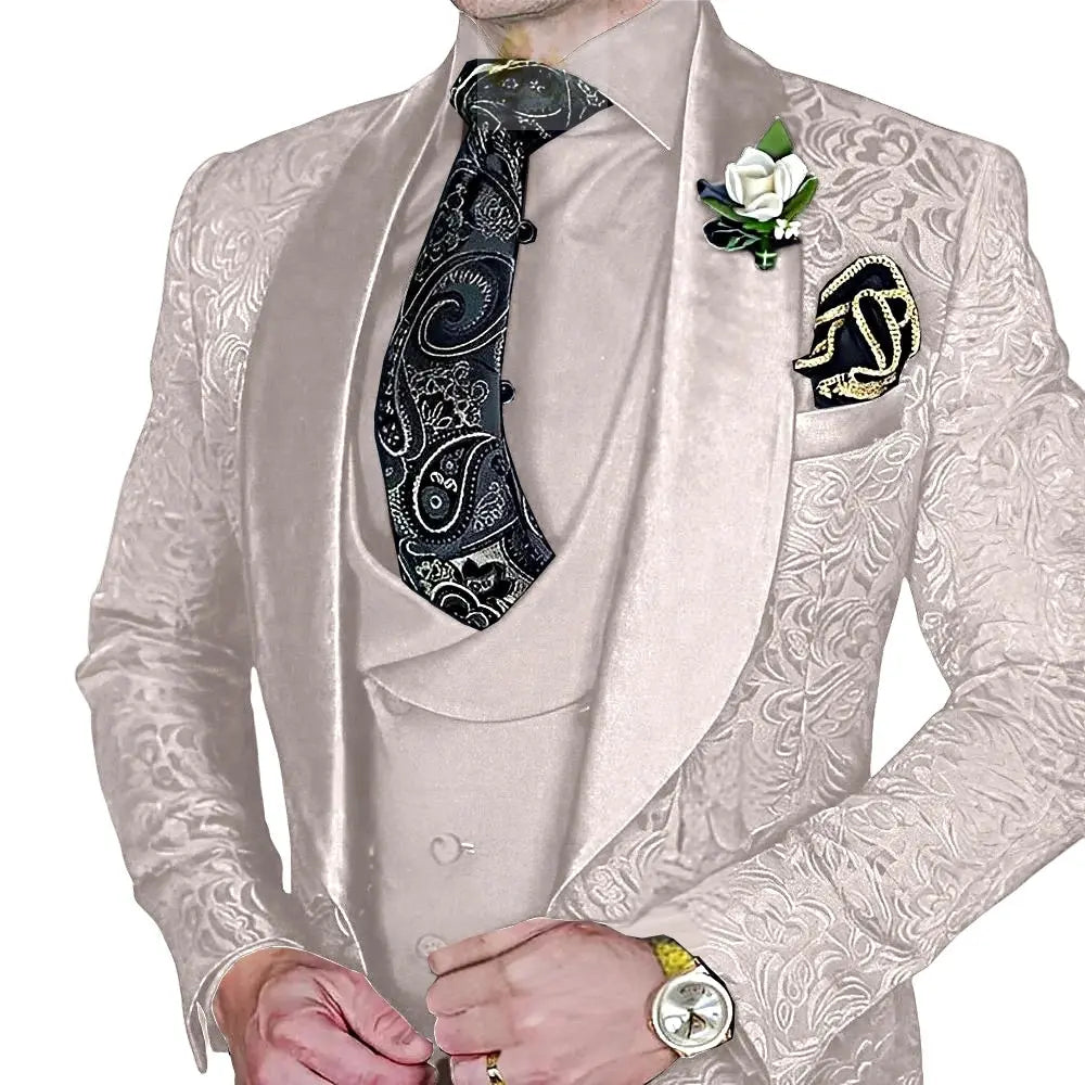 Elegant, high-quality 3-piece Jacquard suit set for men LADYLYS