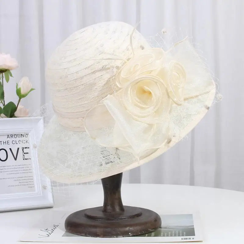 Fahsion Sun Big Brim Vintage Lace Flower Pot French Hat LADYLYS
