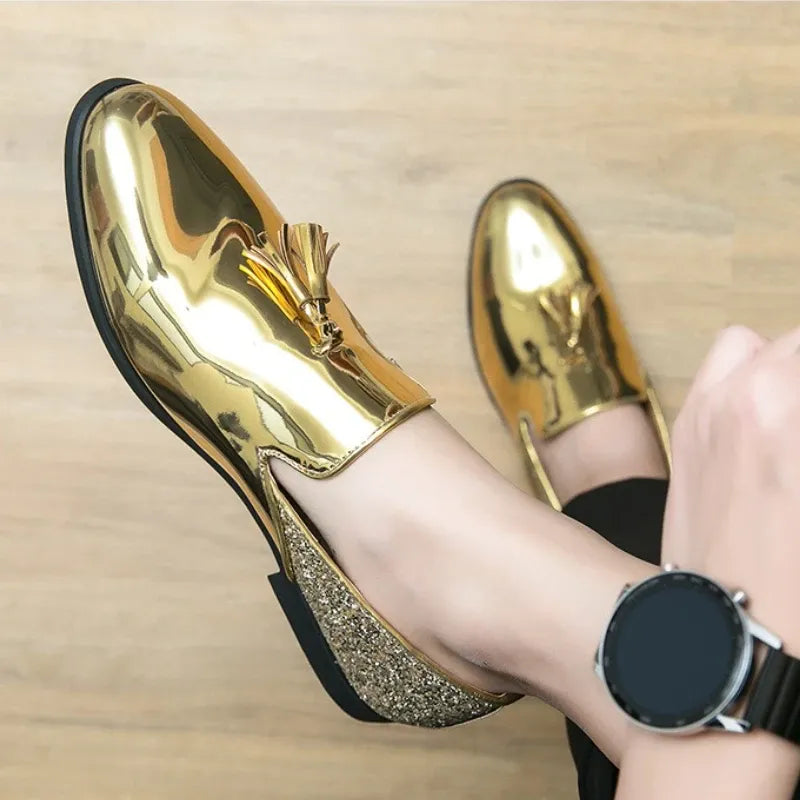 Men's Pointed-Toe Patent Loafers