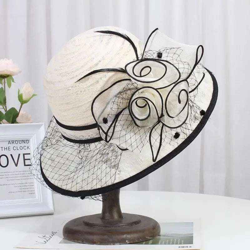 Fahsion Sun Big Brim Vintage Lace Flower Pot French Hat LADYLYS