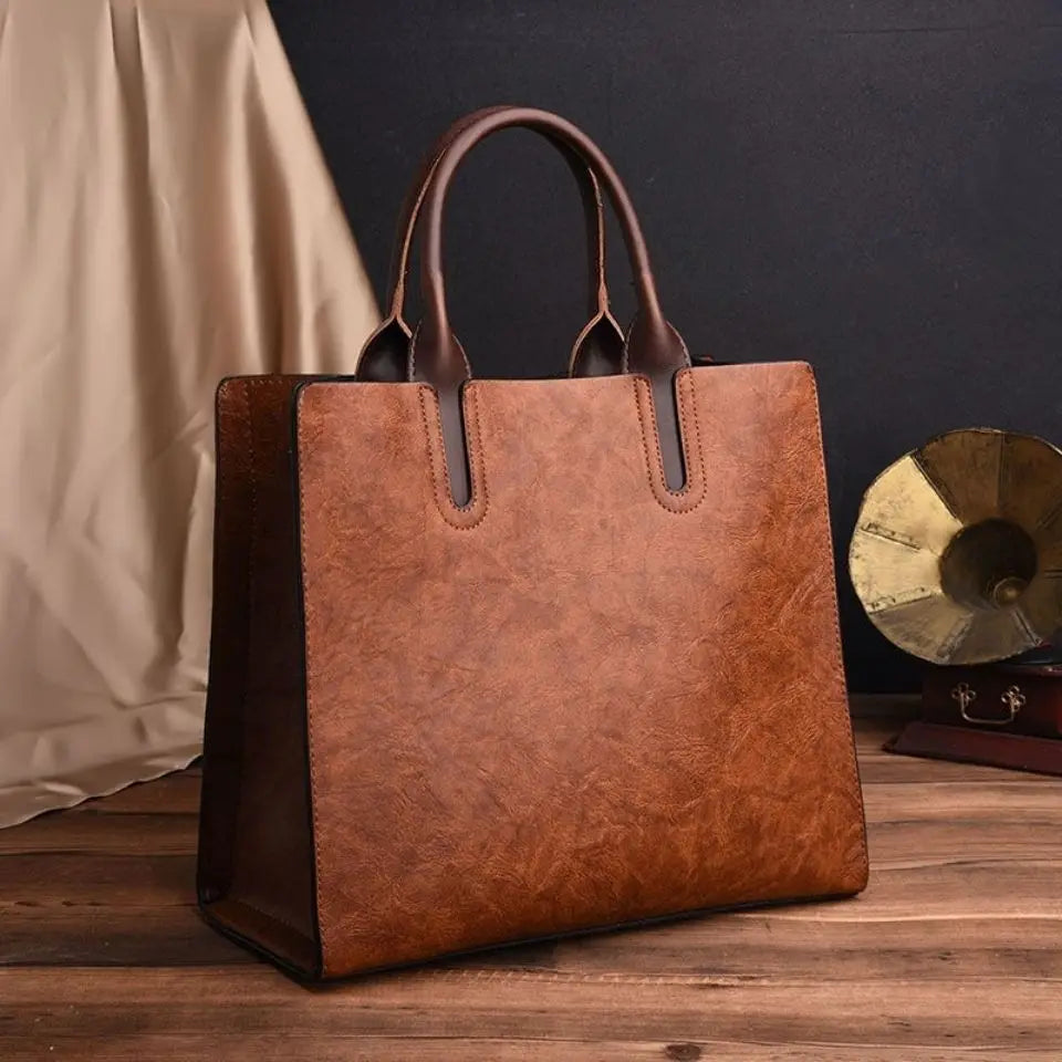 Women's Vintage-Style Zip-Up Shoulder Bag