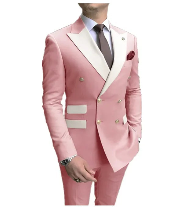 Jacket Pants Gold Buttons Party Tuxedo Dress Double Breasted Men Suits LADYLYS
