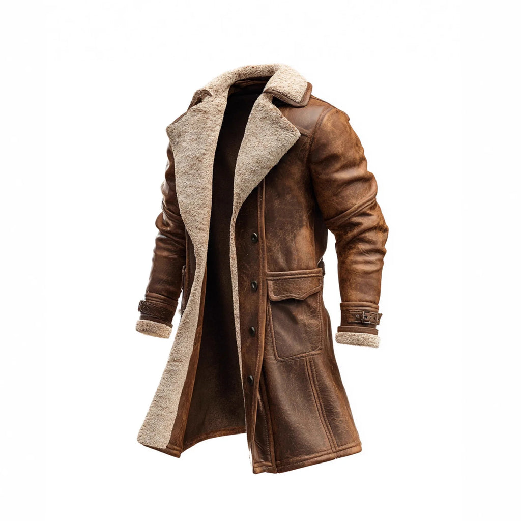 Men's Retro Mid-Length Overcoat – British Style Slim Lapel Jacket