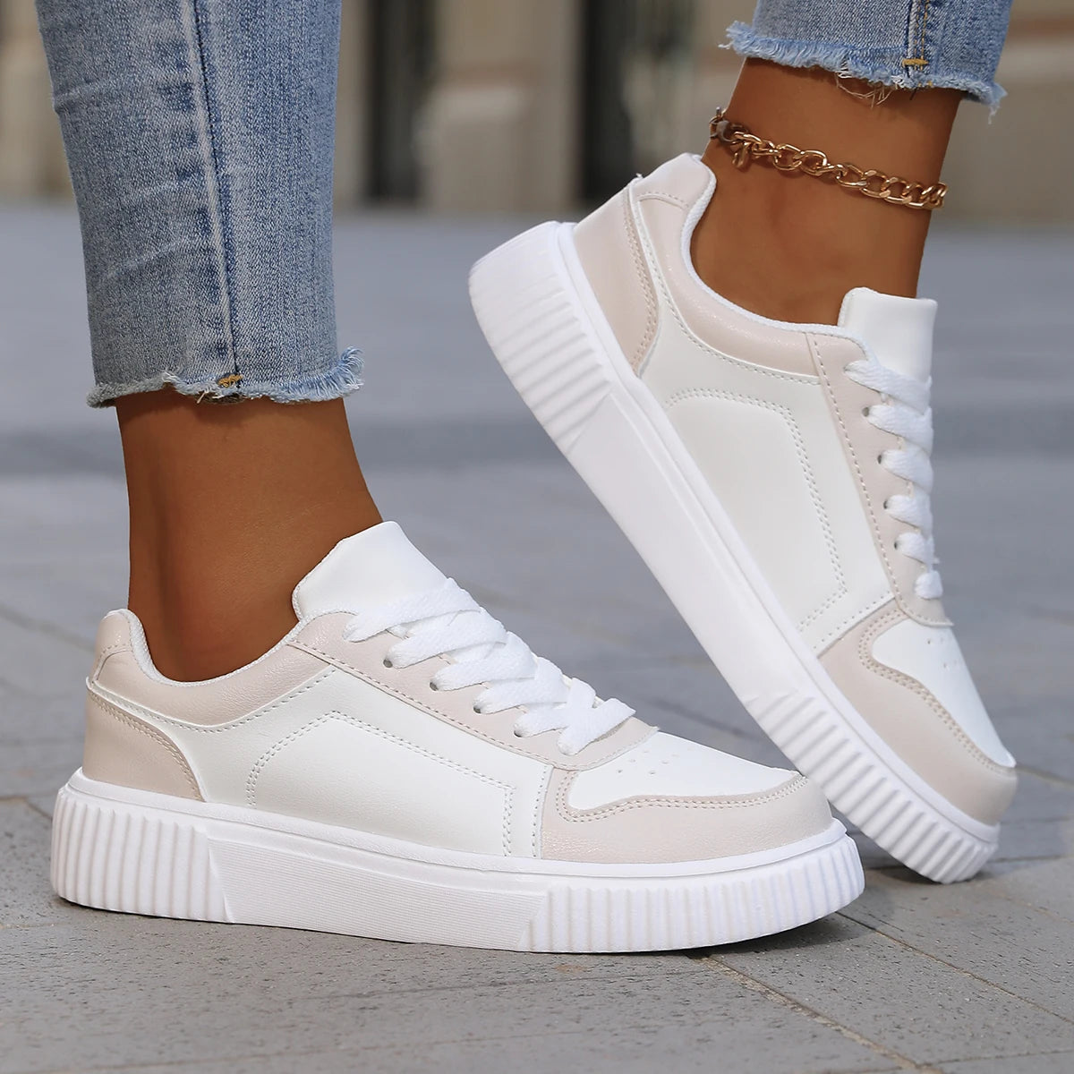Sneakers Autumn White Lightweight Thick Sole Non Slip Skatebaord Shoes Unisex LADYLYS
