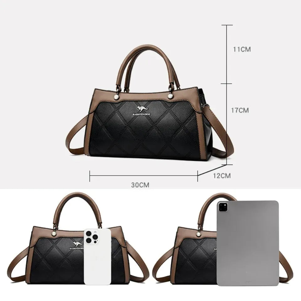 Women's Soft Leather Tote Bag with Interior Pockets