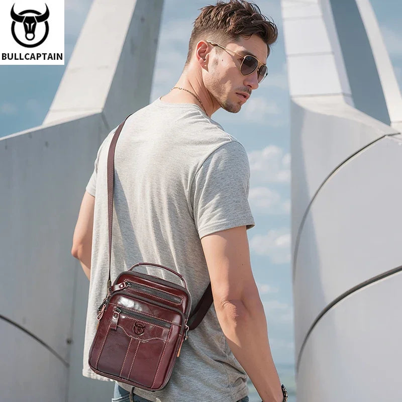 Genuine Leather Shoulder Crossbody Bag Business 7.9-inch Tablet Bag Multifunctional LADYLYS