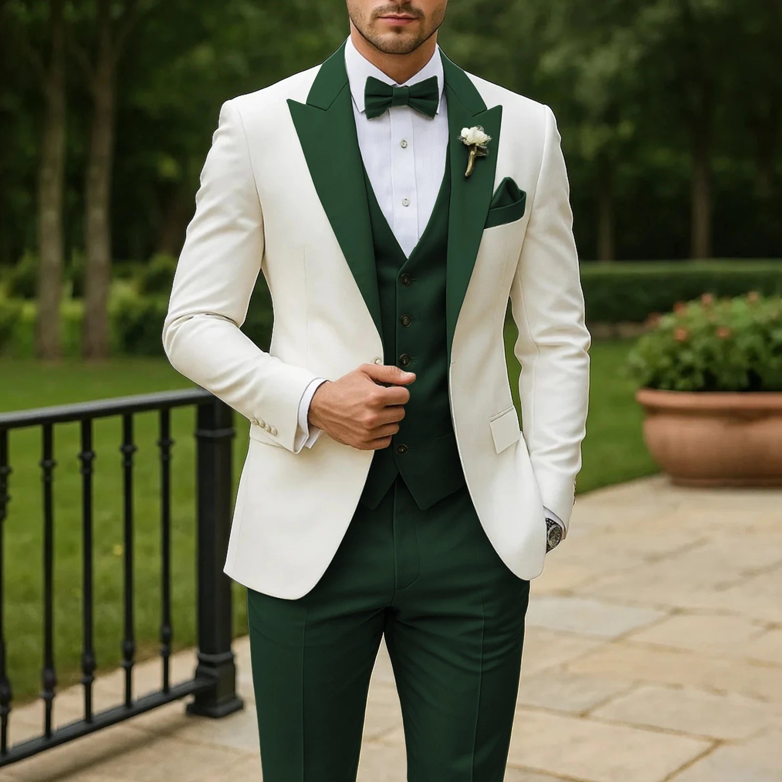 3 Piece Formal Men Suit Groom Groomsman Wedding Party Prom Business Male Tuxedos Set Blazer Vest Pants LADYLYS