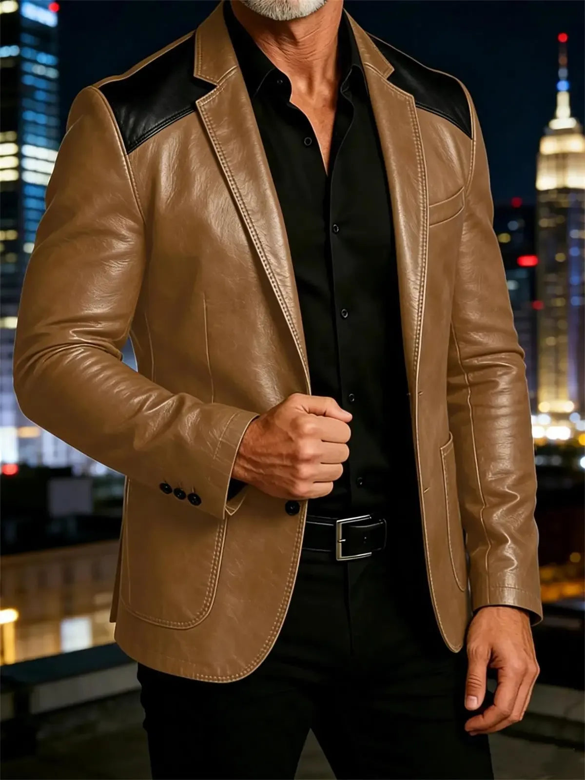 Men's Croc-Embossed Faux Leather Slim-Fit Blazer