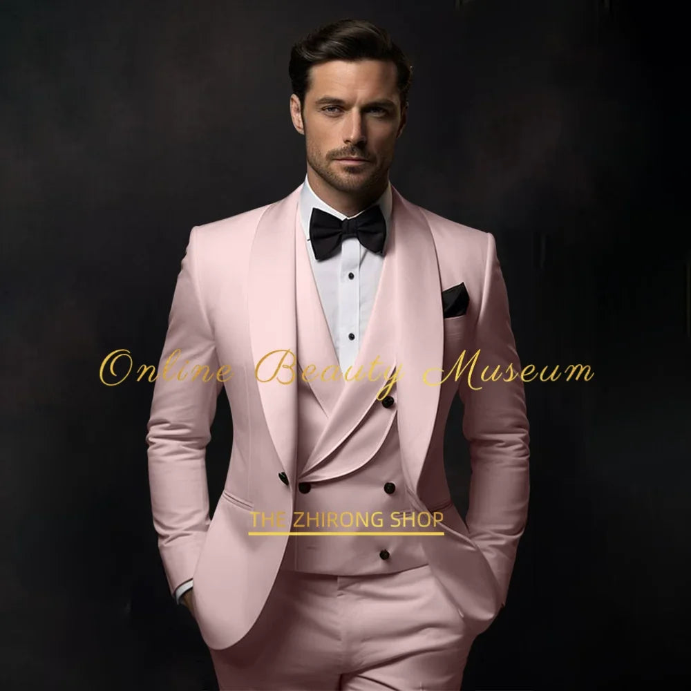 Elegant Ivory Tuxedo Suit for Men 3 piece set Jacket Vest Pants LADYLYS