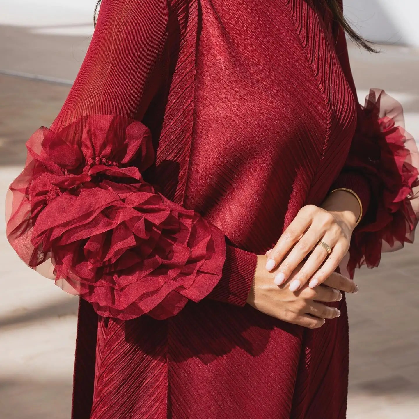 Elegant Evening Party Dresses Classic Long Sleeve Plate Flower LADYLYS