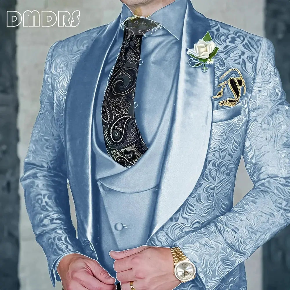 Elegant, high-quality 3-piece Jacquard suit set for men LADYLYS