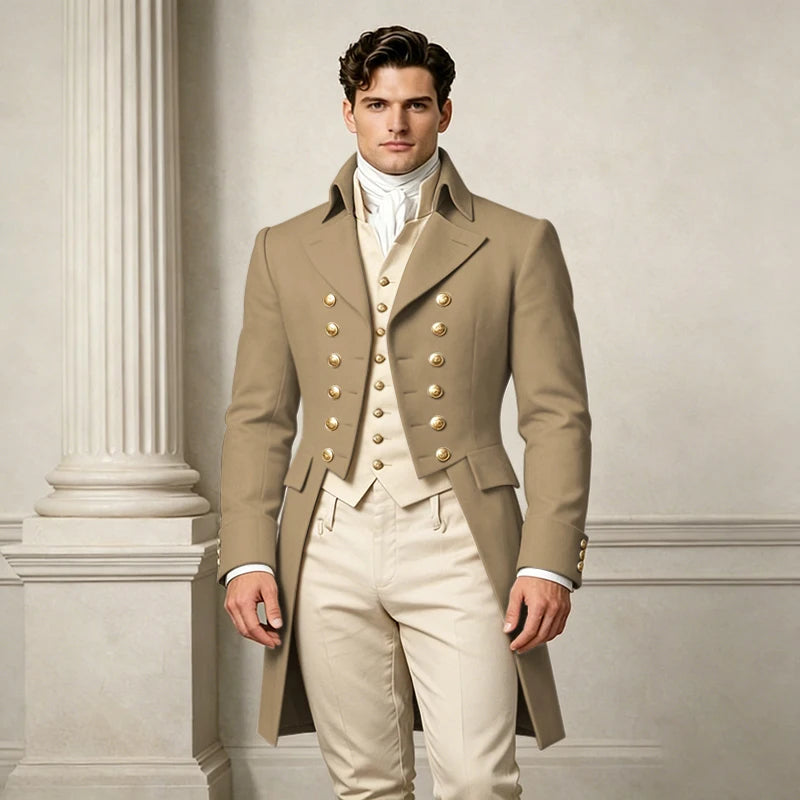 Men's Slim-Fit Double-Breasted Three-Piece Suit