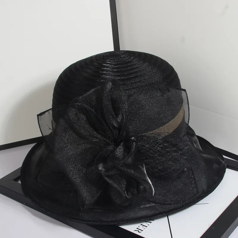 Elegant Sunshade Hats Organza Fabric Summer Floral LADYLYS