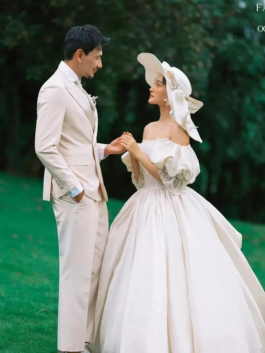 Women's White Cotton and Linen Bridal Hat