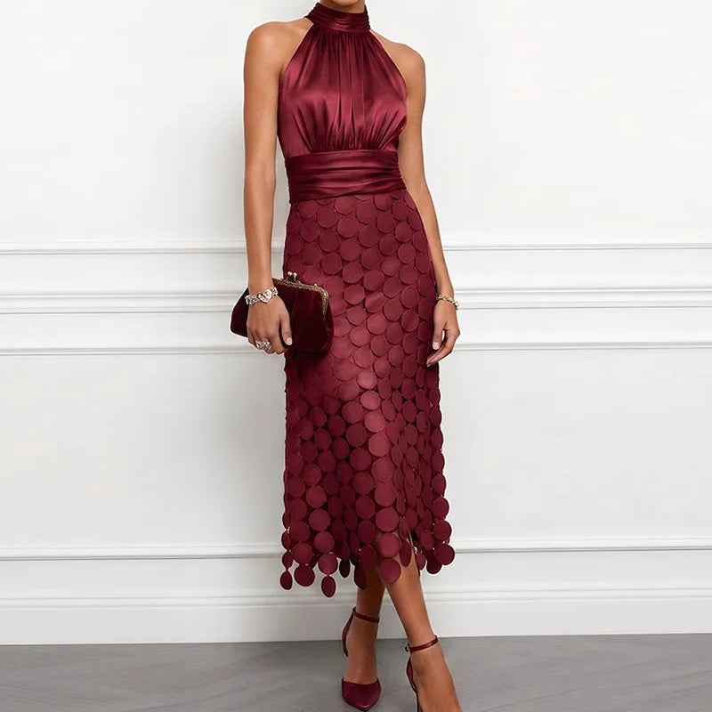 Sleeveless  Elegant Dress, Women Sumemr Solid Patchwork LADYLYS