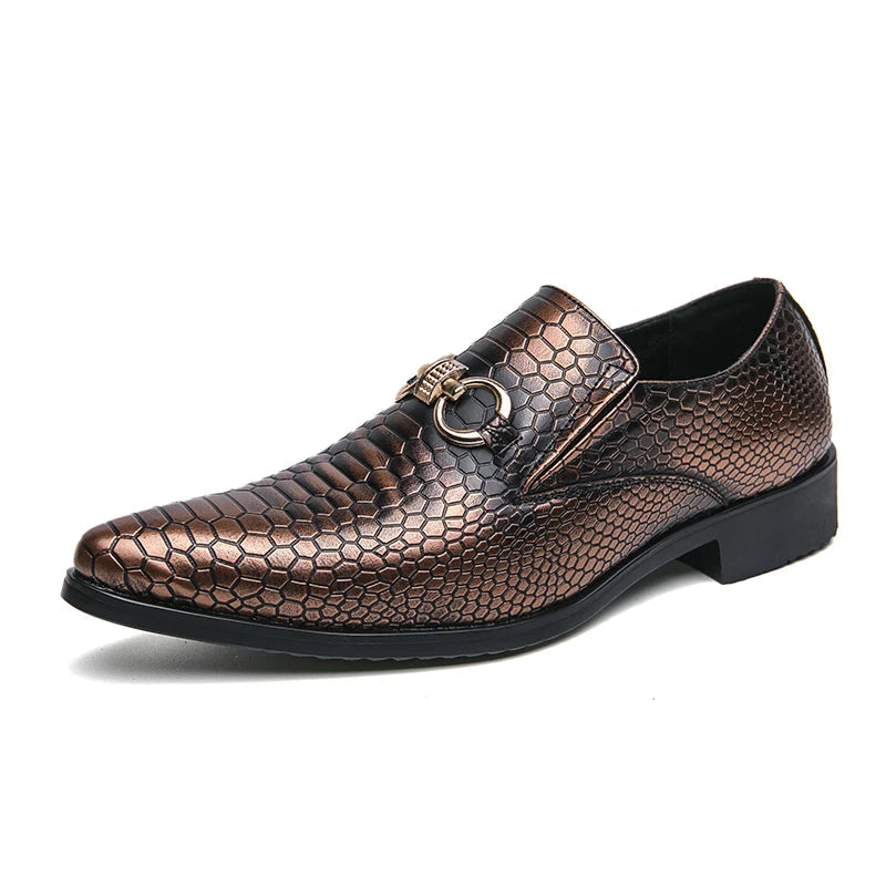 Retro Bronze Loafers Shoes Pointed Luxury Brand Comfortable for Men LADYLYS