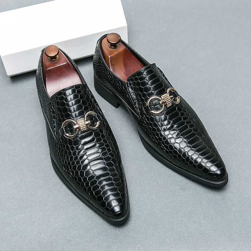 Retro Bronze Loafers Shoes Pointed Luxury Brand Comfortable for Men LADYLYS
