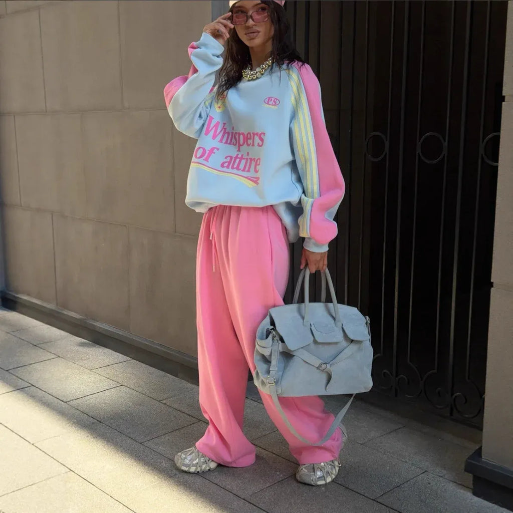 Women's Colour-Block Sweatshirt & Trousers Set