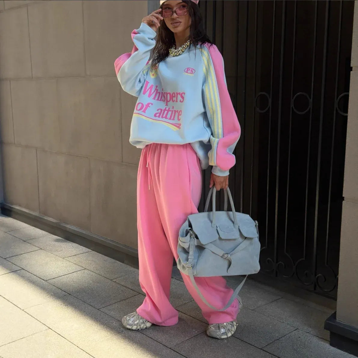 Women's Colour-Block Sweatshirt & Trousers Set