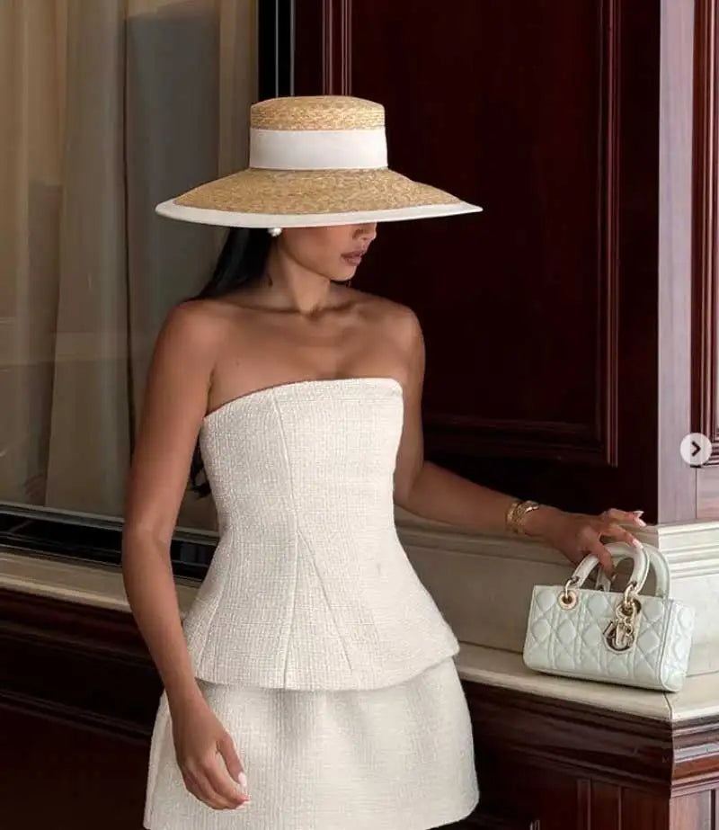Red edging 2026 Sun Hats Hepburn hat Shiny Straw Hat European American  Braided Female Sunshade  chapeau femme LADYLYS