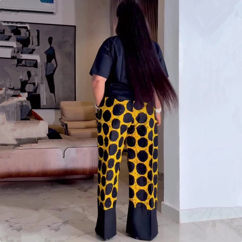 African-Inspired Dot Print 2-Piece Set – Women's Fashion Outfit