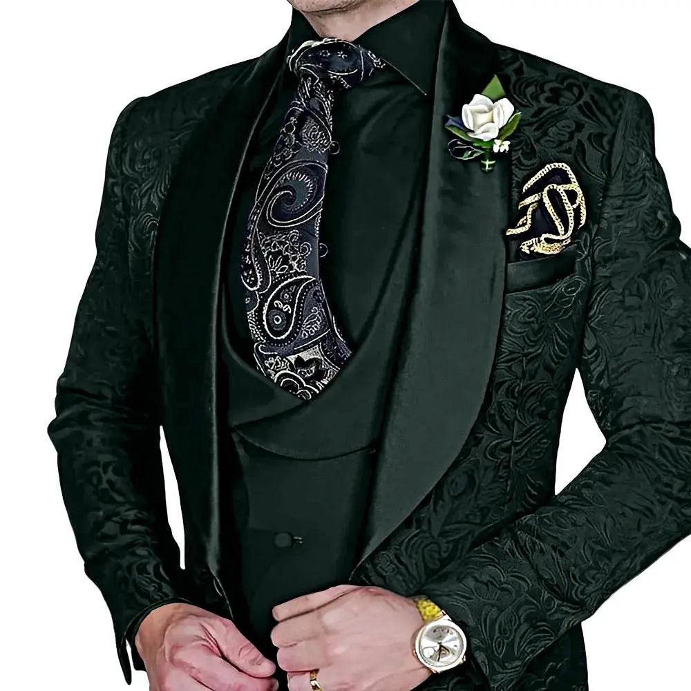 Elegant, high-quality 3-piece Jacquard suit set for men LADYLYS