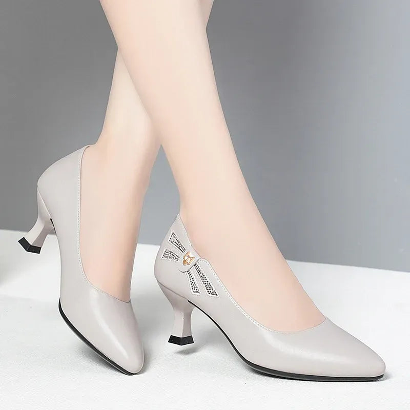Women's Pointed-Toe Block Heel Pumps with Zip