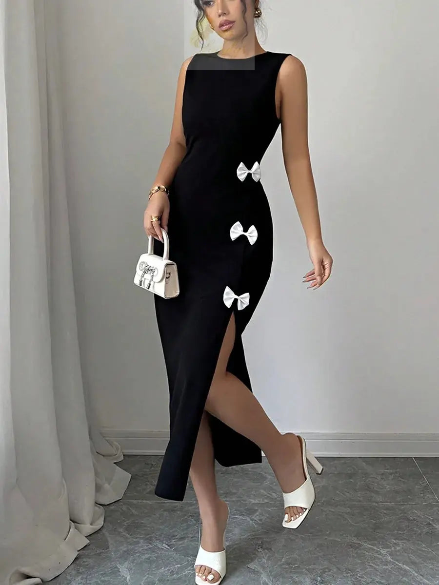 Summer European and American style slim fit dress with bow vest skirt LADYLYS