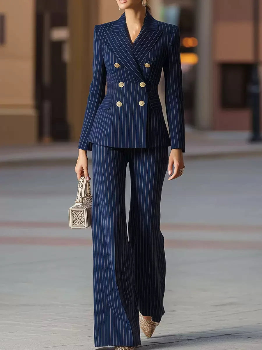 Women’s Striped Two‑Piece Business Suit – Blazer and Tailored Trousers LADYLYS