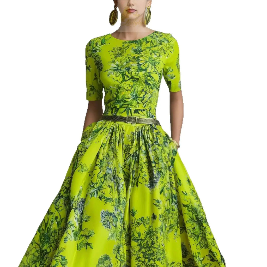 Slimming Invisible Zipper Summer New Style Long A-Line Skirt Dress Elegant Sweet Style LADYLYS