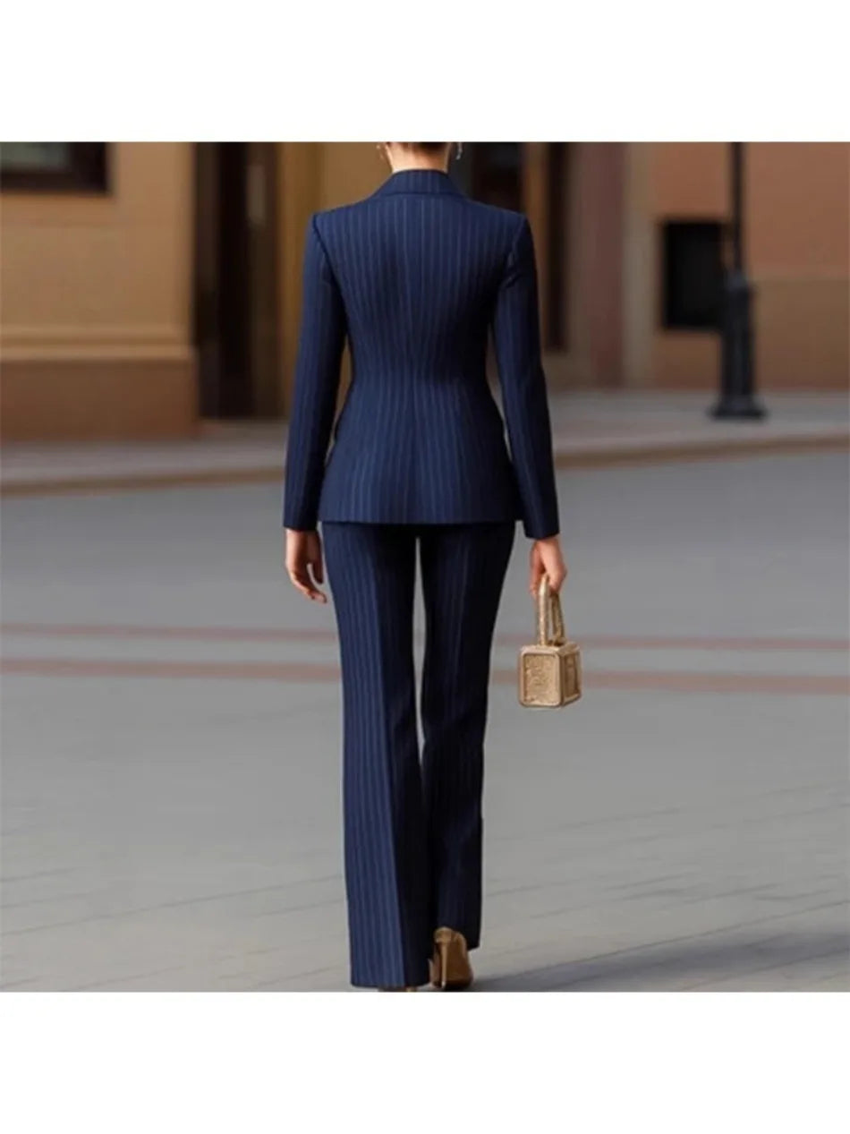 Women’s Striped Two‑Piece Business Suit – Blazer and Tailored Trousers LADYLYS