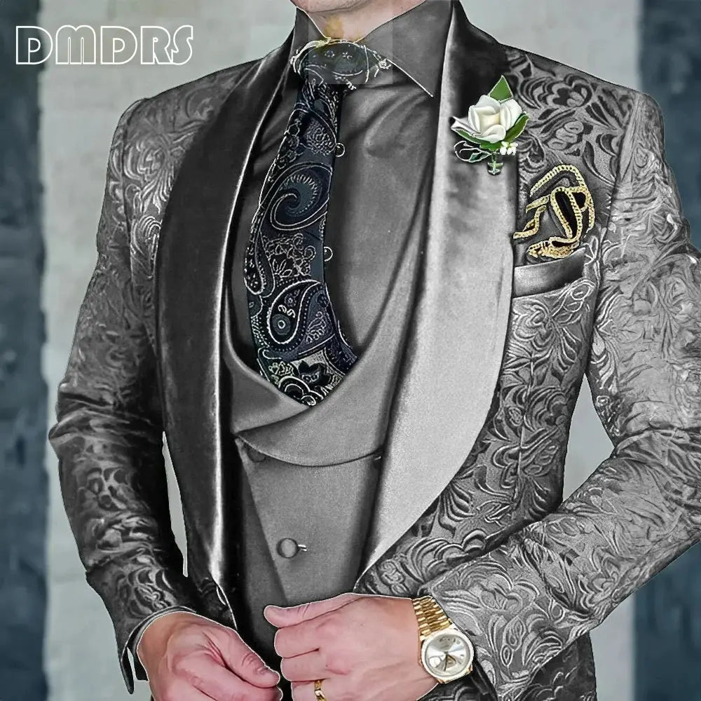 Elegant, high-quality 3-piece Jacquard suit set for men LADYLYS