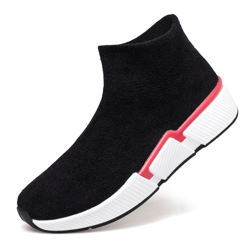 Men's High-Top Winter Sneakers – Warm Plush-Lined Slip-On Casual Shoes in Plus Sizes