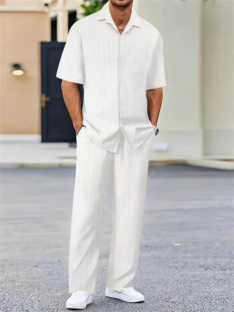Striped 3D Printed Men's Autumn Shirt Set Trendy And Fashionable LADYLYS