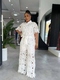 Women's Hollow Lace 2-Piece Set — Streetwear Top & Wide Leg Trousers LADYLYS