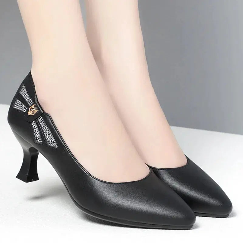 Women's Pointed-Toe Block Heel Pumps with Zip