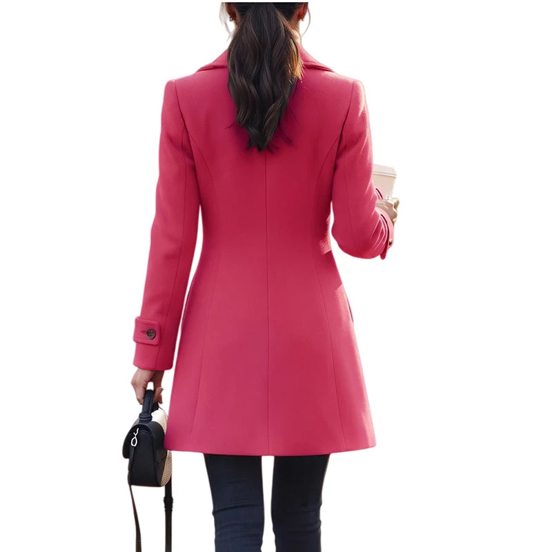 Women's Vintage Double-Breasted Jacket with Pockets