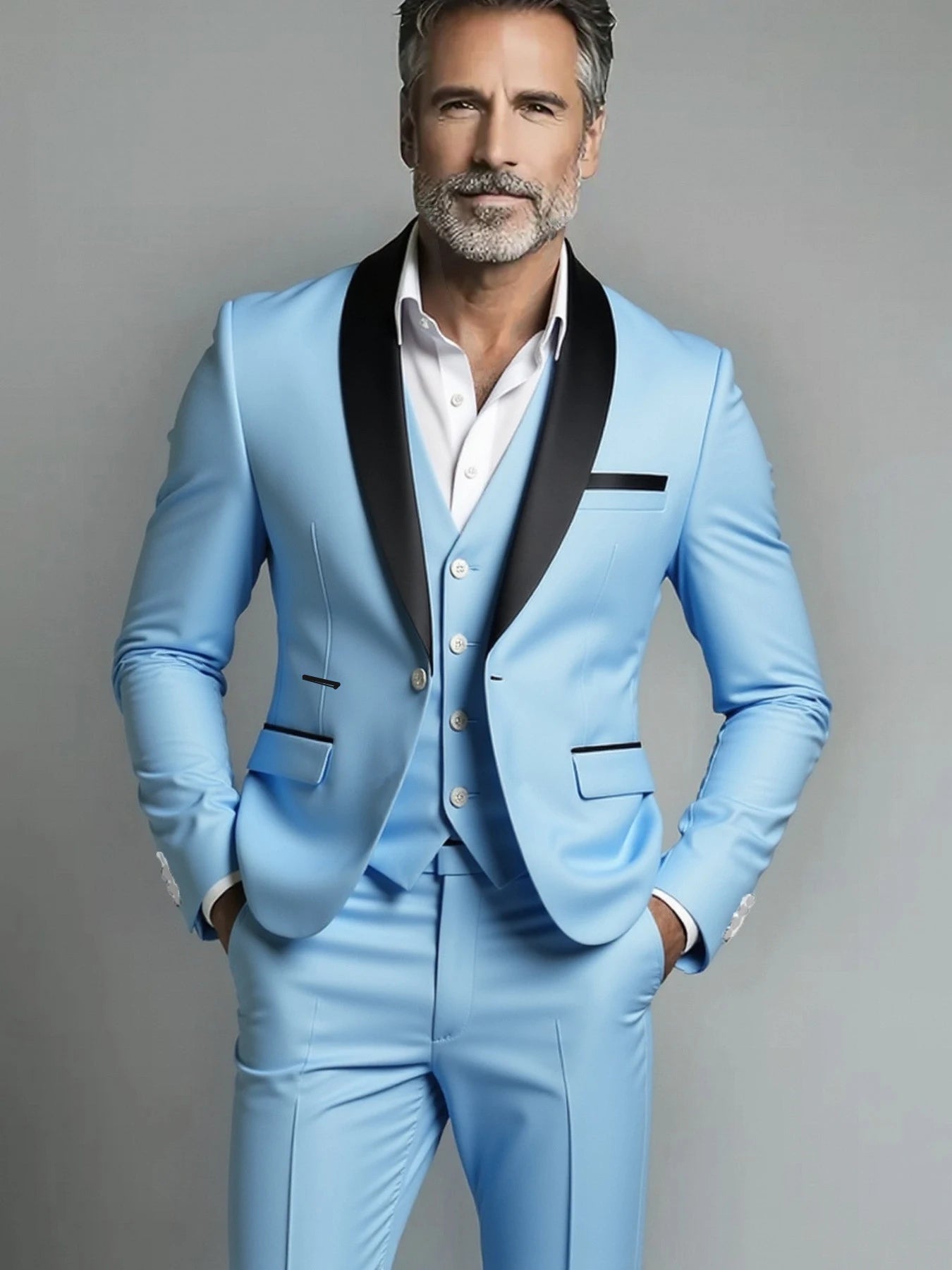 Men's Slim Fit 3-Piece Business Suit – Jacket, Vest & Trousers | Smart Casual