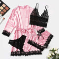 Pajama Fashion 4-piece Set Lace Satin Strap Sexy, Comfortable LADYLYS