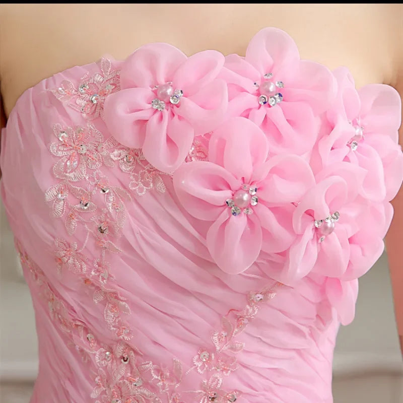 Ball Gown Sweet Pink Vestidos De 15 Flowers Cheap Quinceanera Dresses LADYLYS