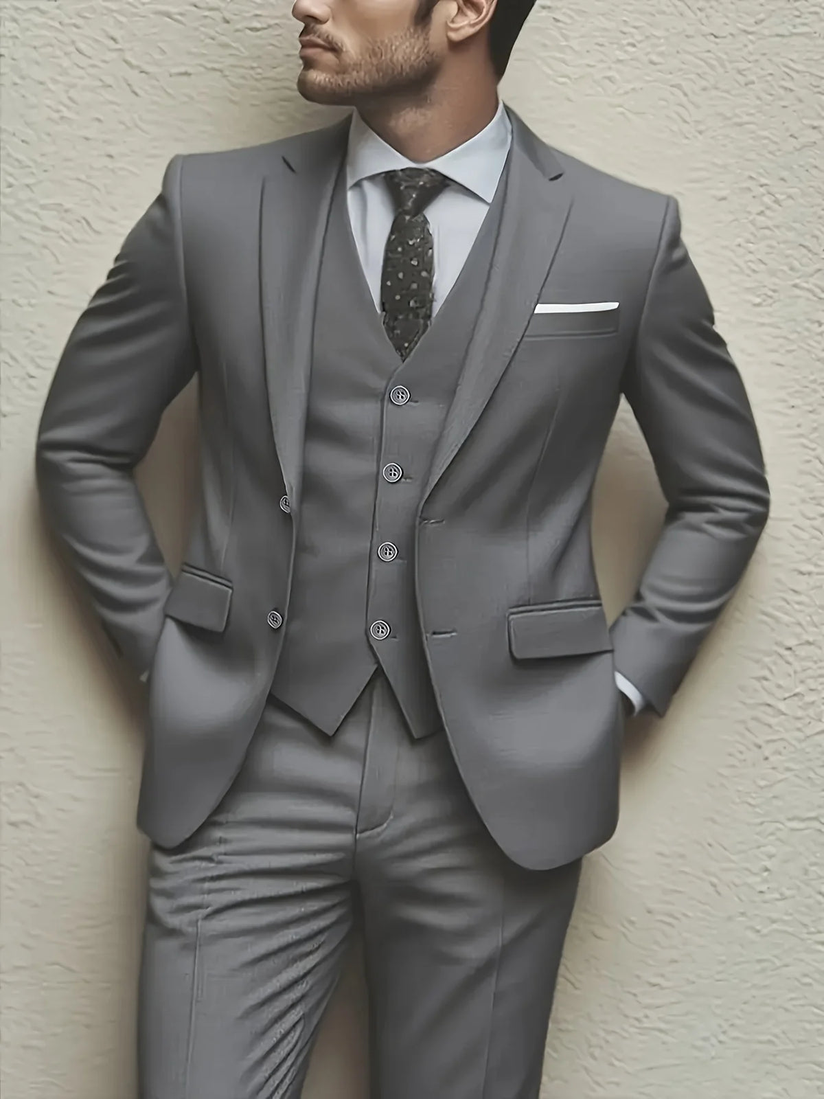 Men's Three-Piece Smart-Casual Wedding Suit