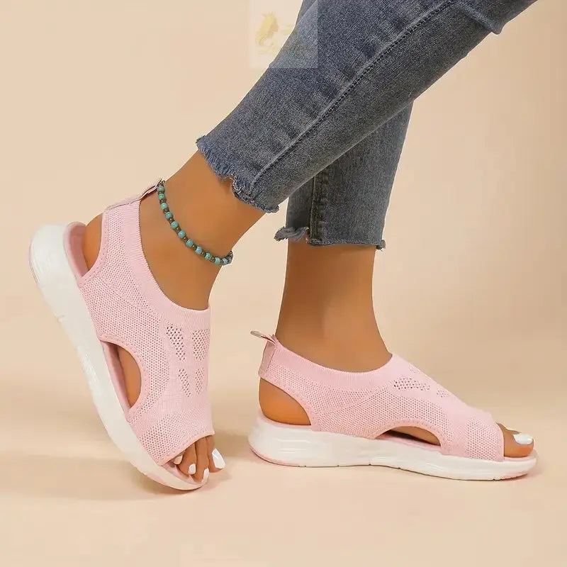 Comfortable Round Toe Thick Sole Solid Color Shoes Mesh Breathable LADYLYS