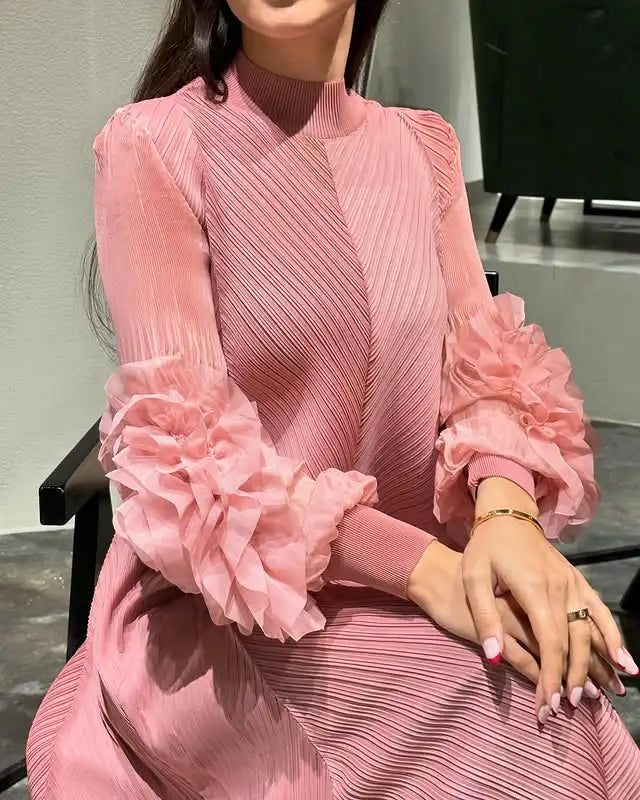 Elegant Evening Party Dresses Classic Long Sleeve Plate Flower LADYLYS
