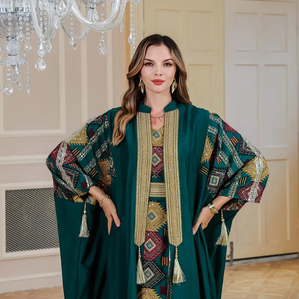 Ensemble 2 pièces pour femme musulmane de l'Aïd, robe brodée, abaya Matutina-Chic
